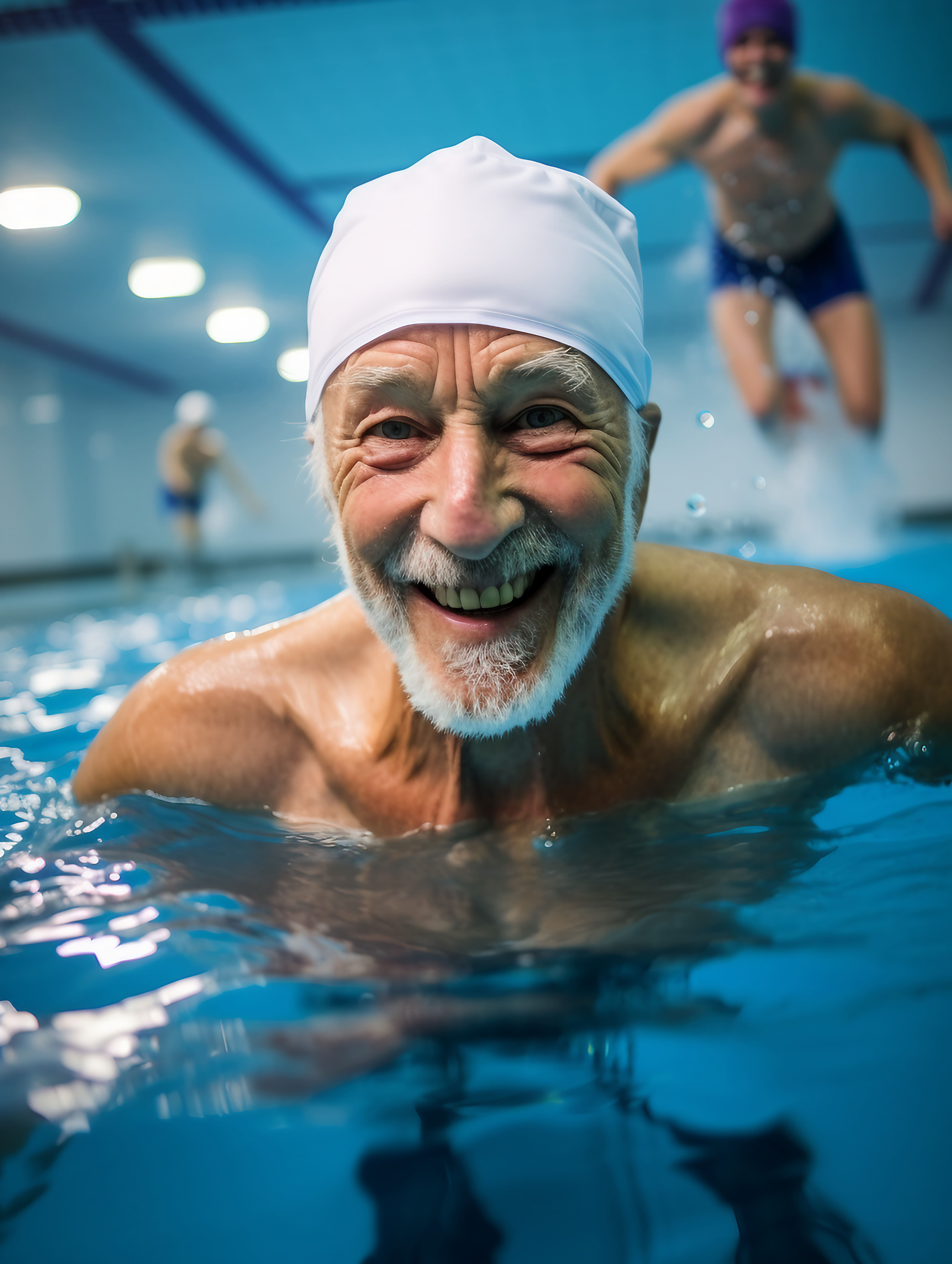 senior in swimming pool